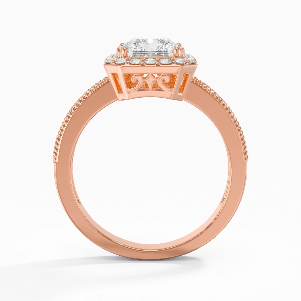 14K Rose Gold Moissanite Engagement Ring