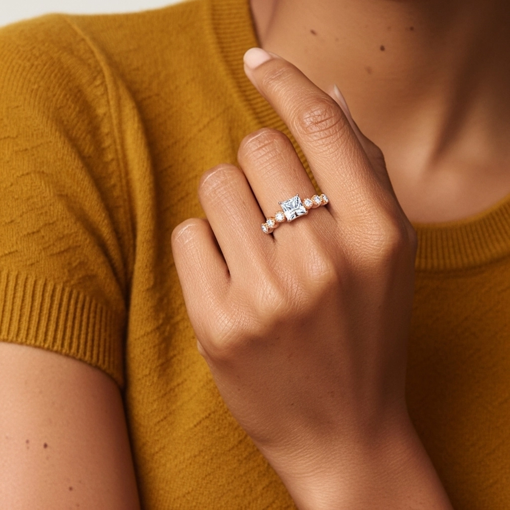 925 Sterling Silver Moissanite Engagement Ring