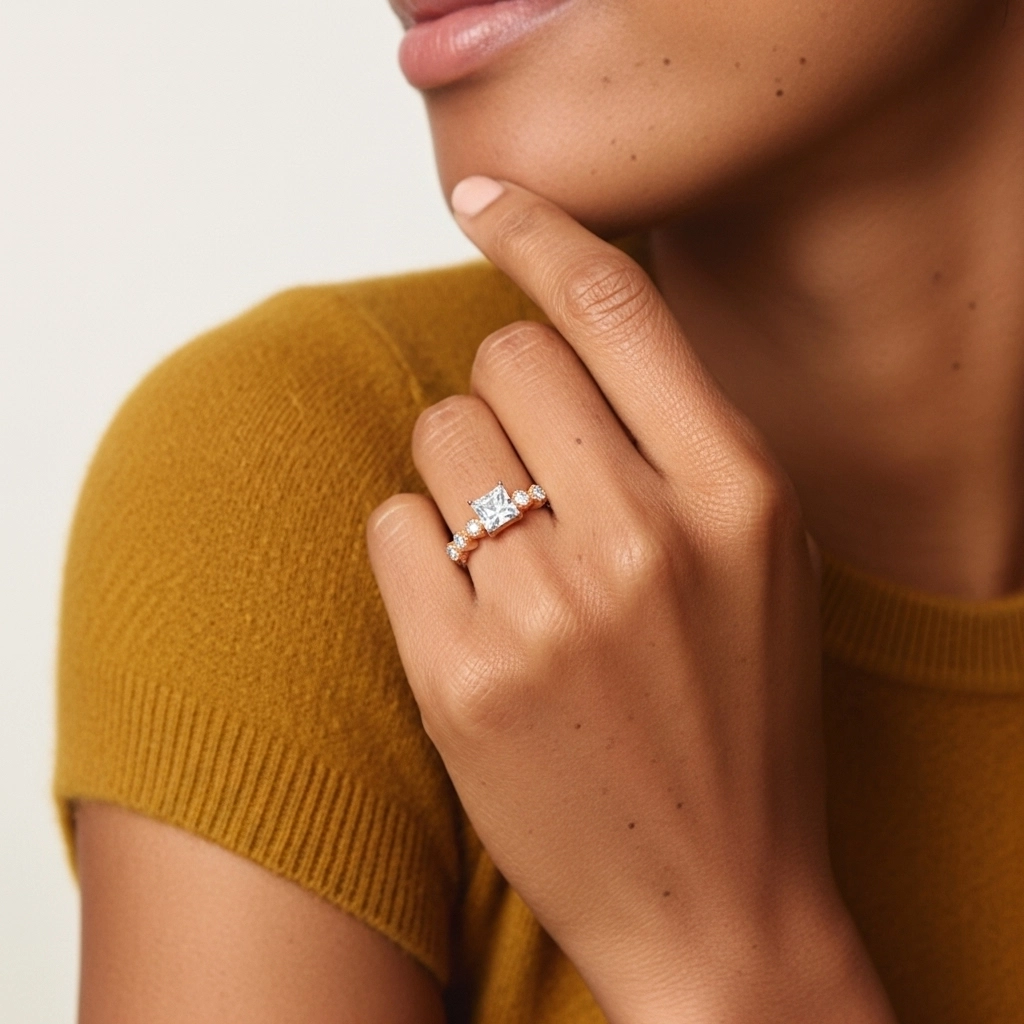 925 Sterling Silver Moissanite Engagement Ring