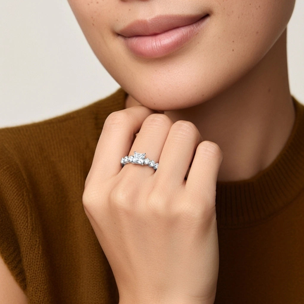 Platinum Moissanite Engagement Ring