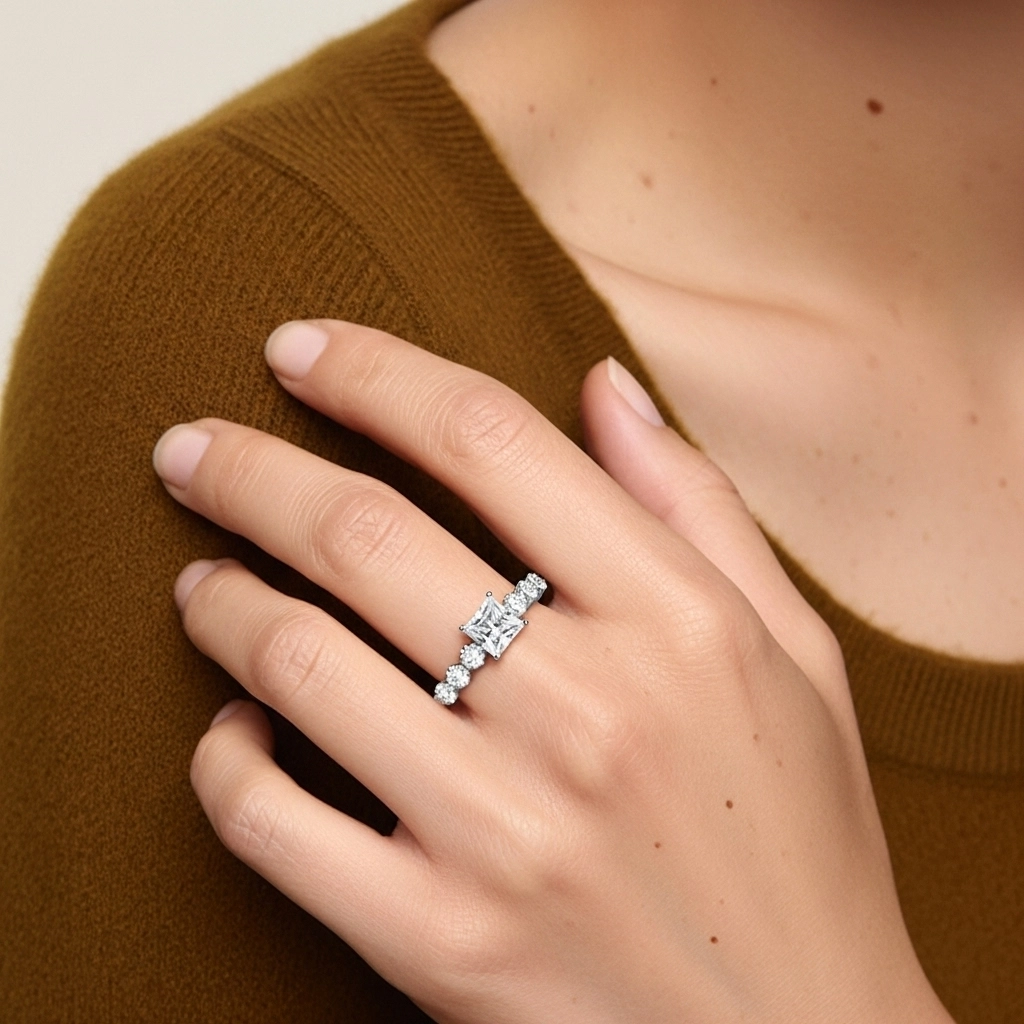 Platinum Moissanite Engagement Ring