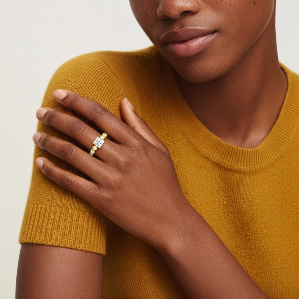 14K Gold Moissanite Engagement Ring