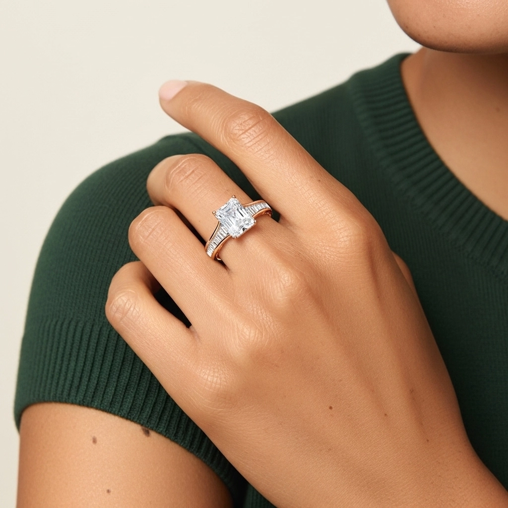 925 Sterling Silver Cubic Zirconia Engagement Ring