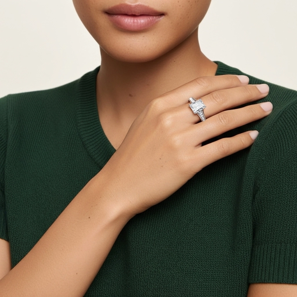 925 Sterling Silver Cubic Zirconia Engagement Ring