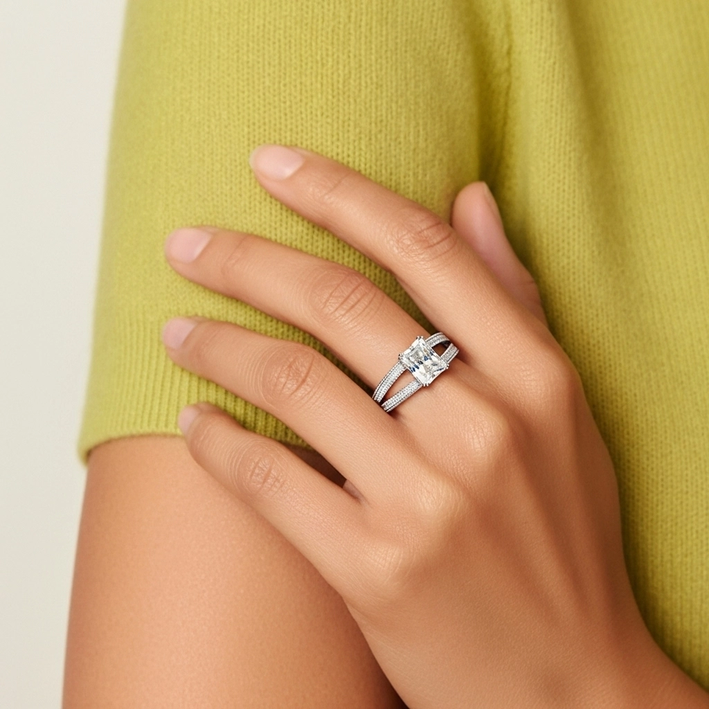 Platinum Moissanite Engagement Ring