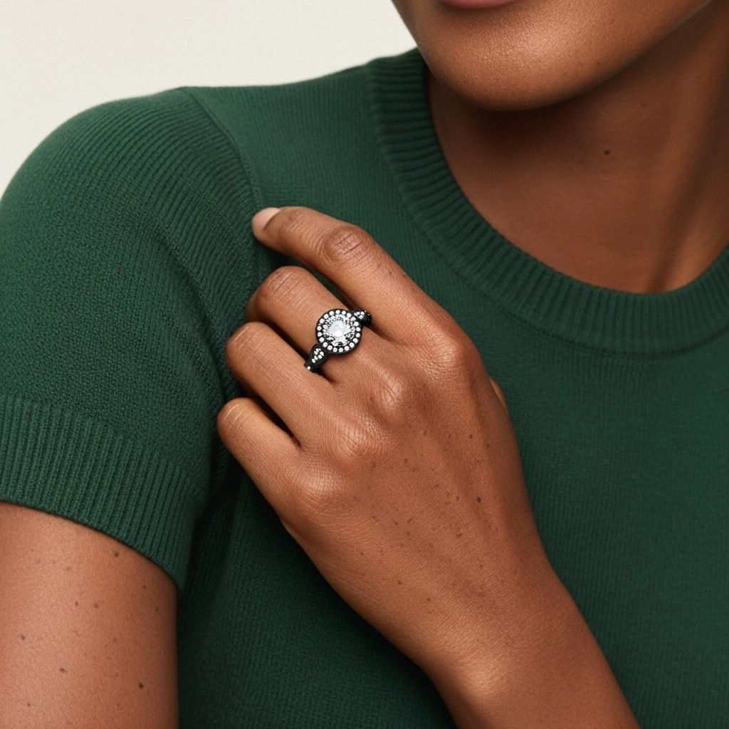 925 Sterling Silver Halo Twist Engagement Ring