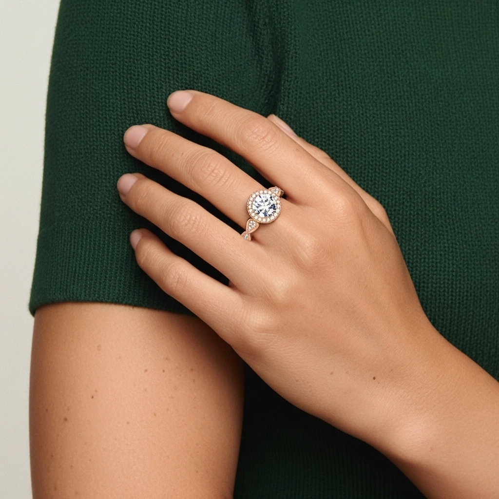 14K Rose Gold Moissanite Engagement Ring