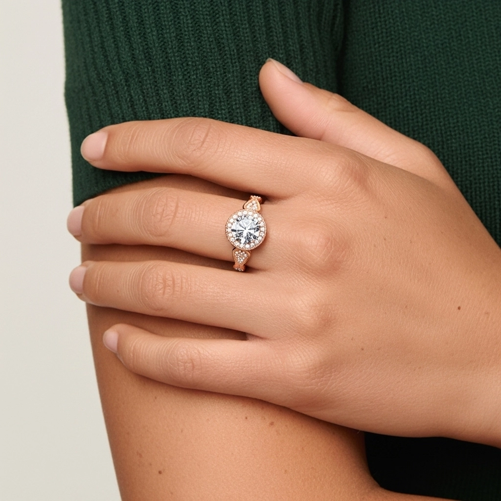 14K Rose Gold Moissanite Engagement Ring