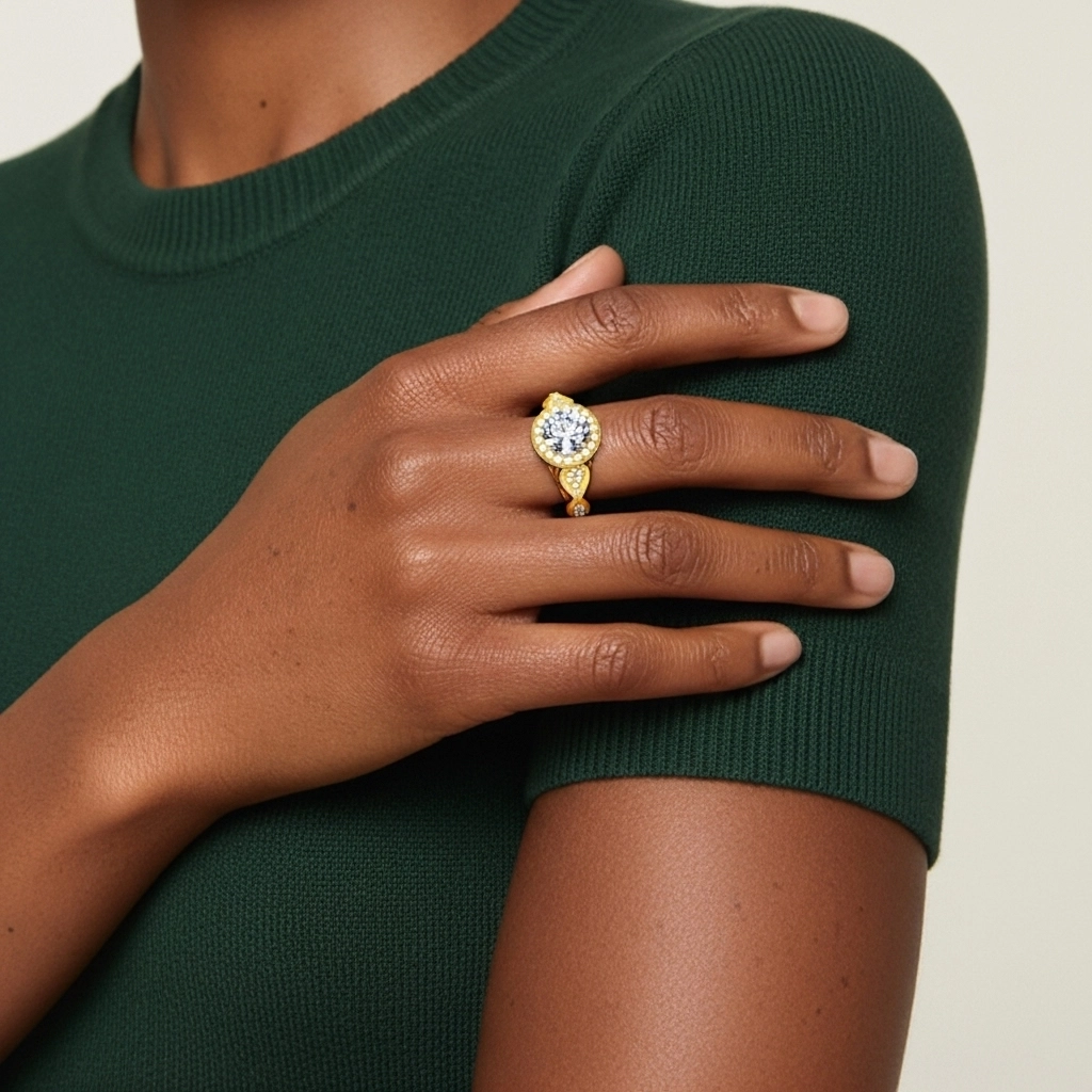 14K Gold Moissanite Engagement Ring