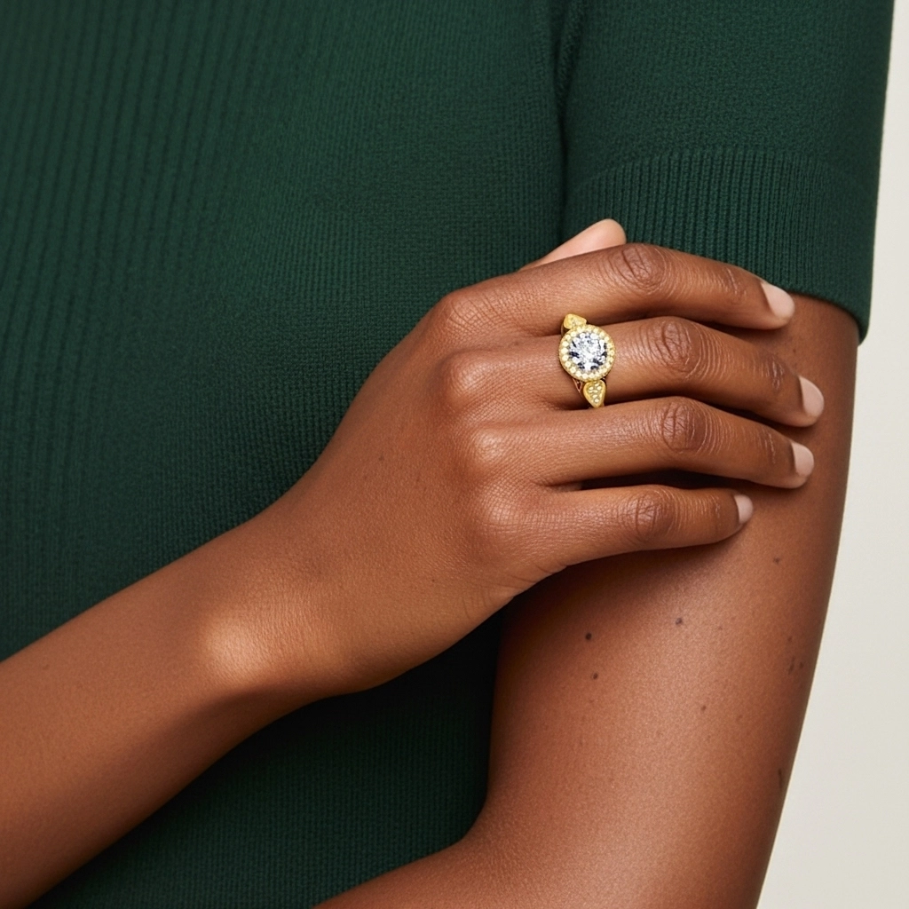 14K Gold Moissanite Engagement Ring