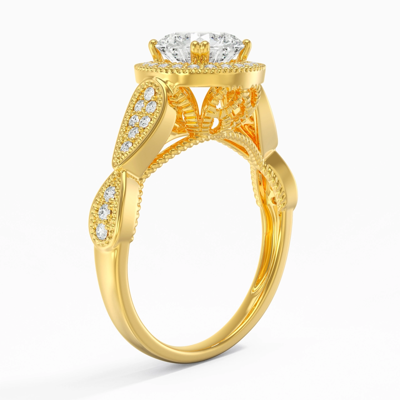 14K Gold Moissanite Engagement Ring