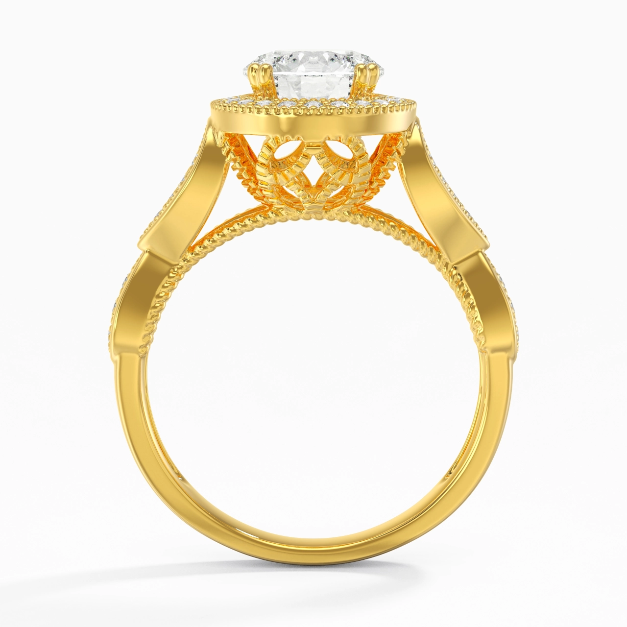 14K Gold Moissanite Engagement Ring