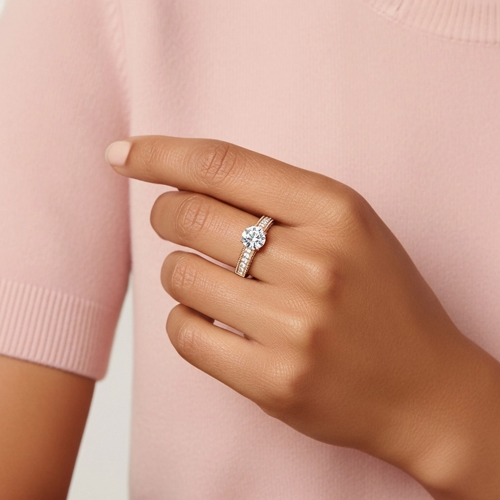 925 Sterling Silver Moissanite Engagement Ring