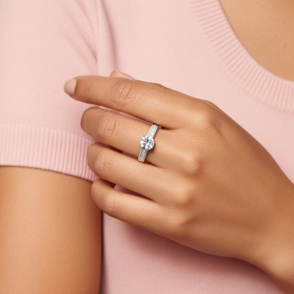 Platinum Moissanite Engagement Ring