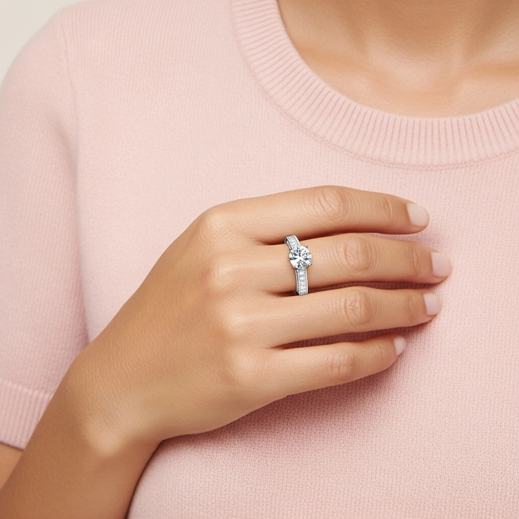 Platinum Moissanite Engagement Ring