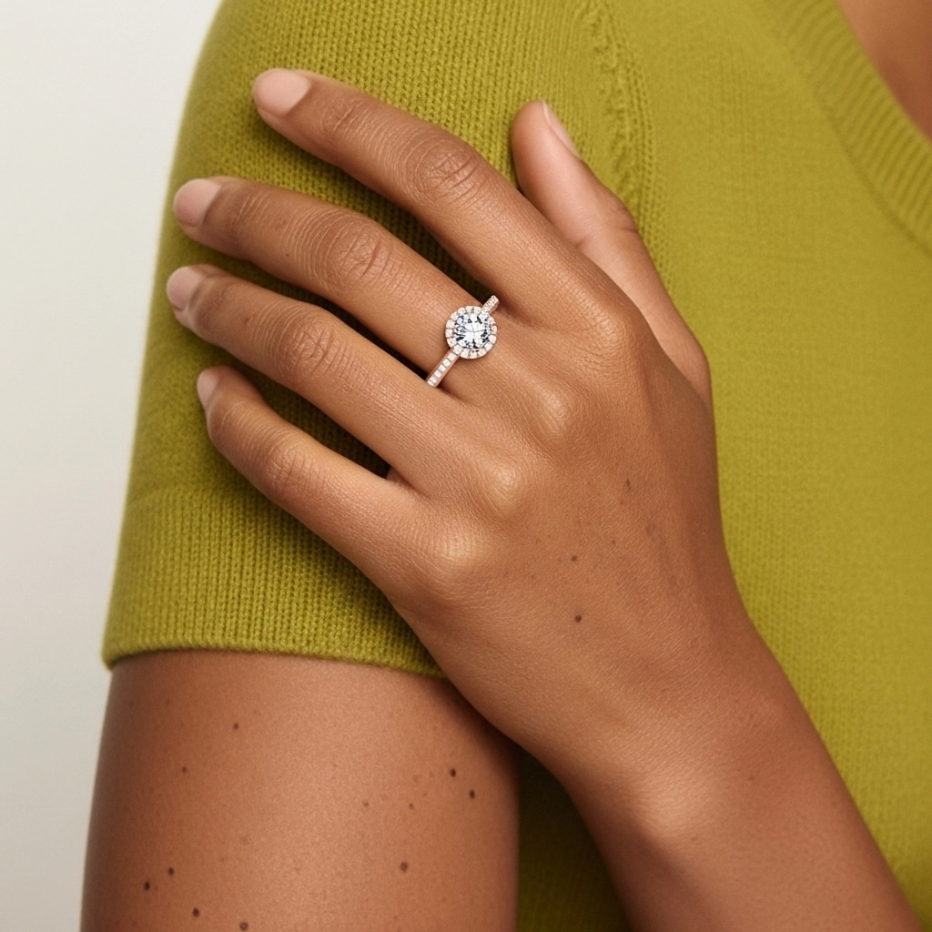 Or rose 14 carats Moissanite Bague de fiançailles