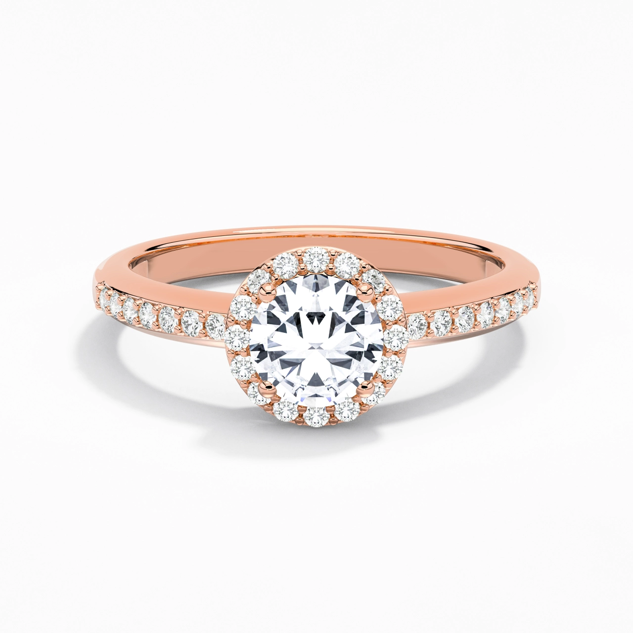 Or rose 14 carats Moissanite Bague de fiançailles