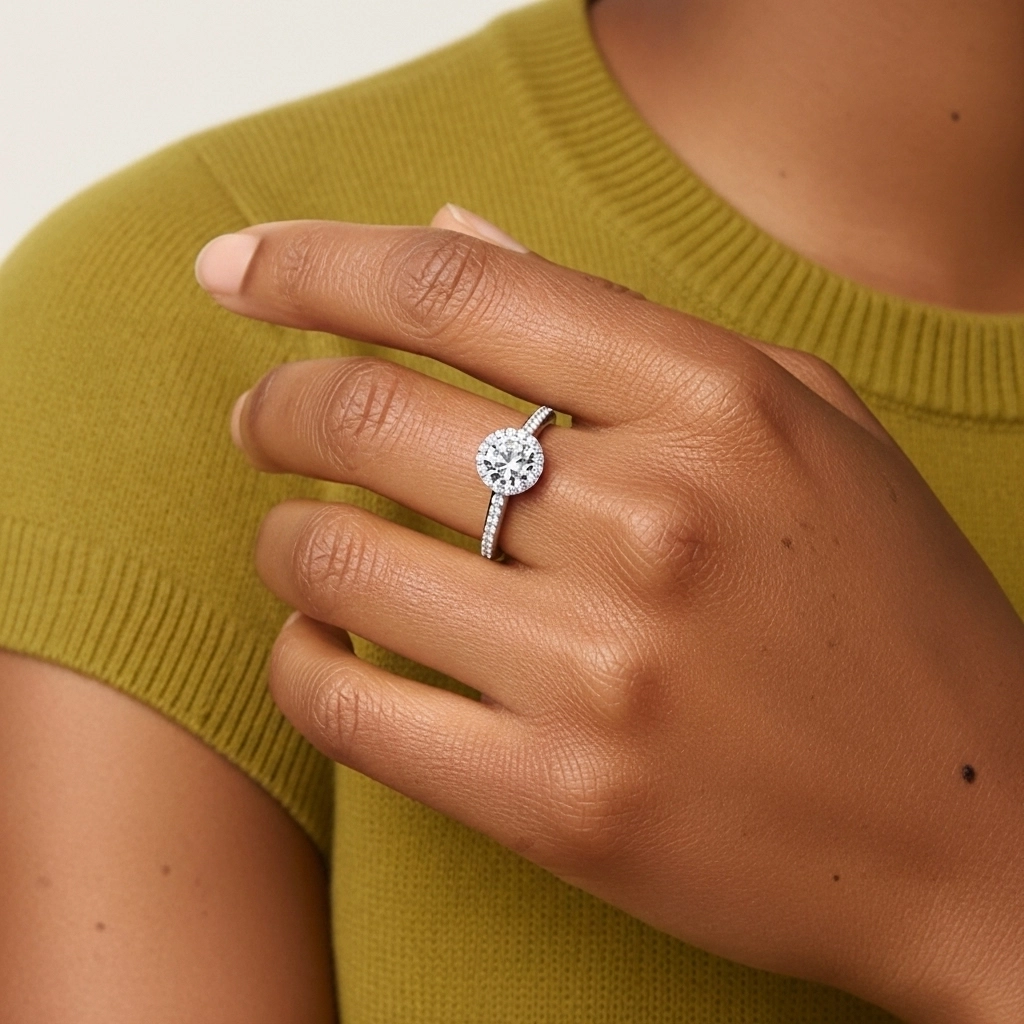 Or blanc 14 carats Moissanite Bague de fiançailles