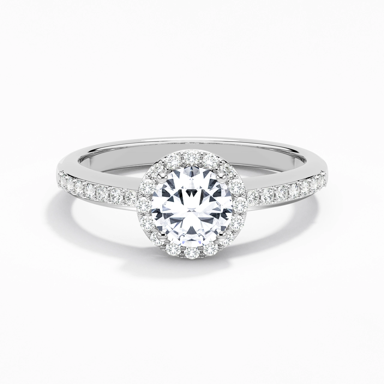 Or blanc 14 carats Moissanite Bague de fiançailles