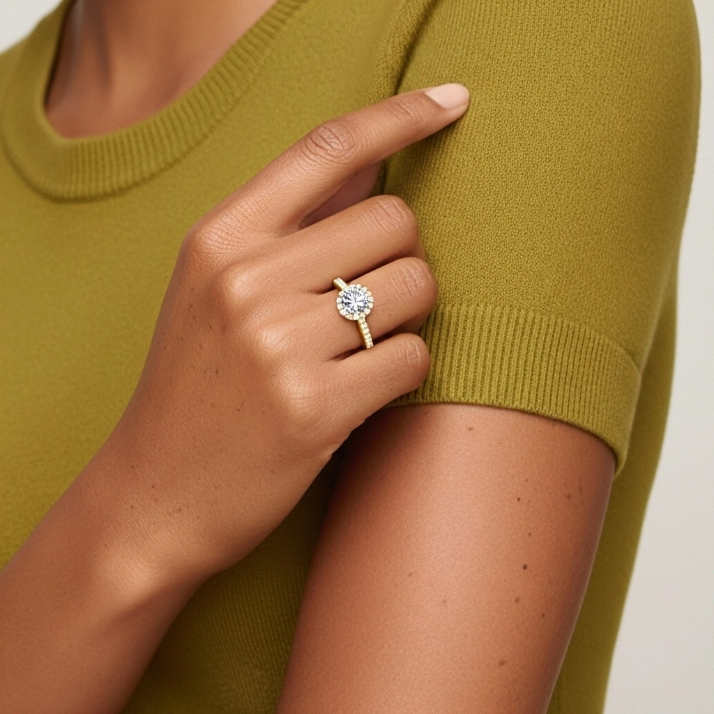 Or 14 carats Moissanite Bague de fiançailles