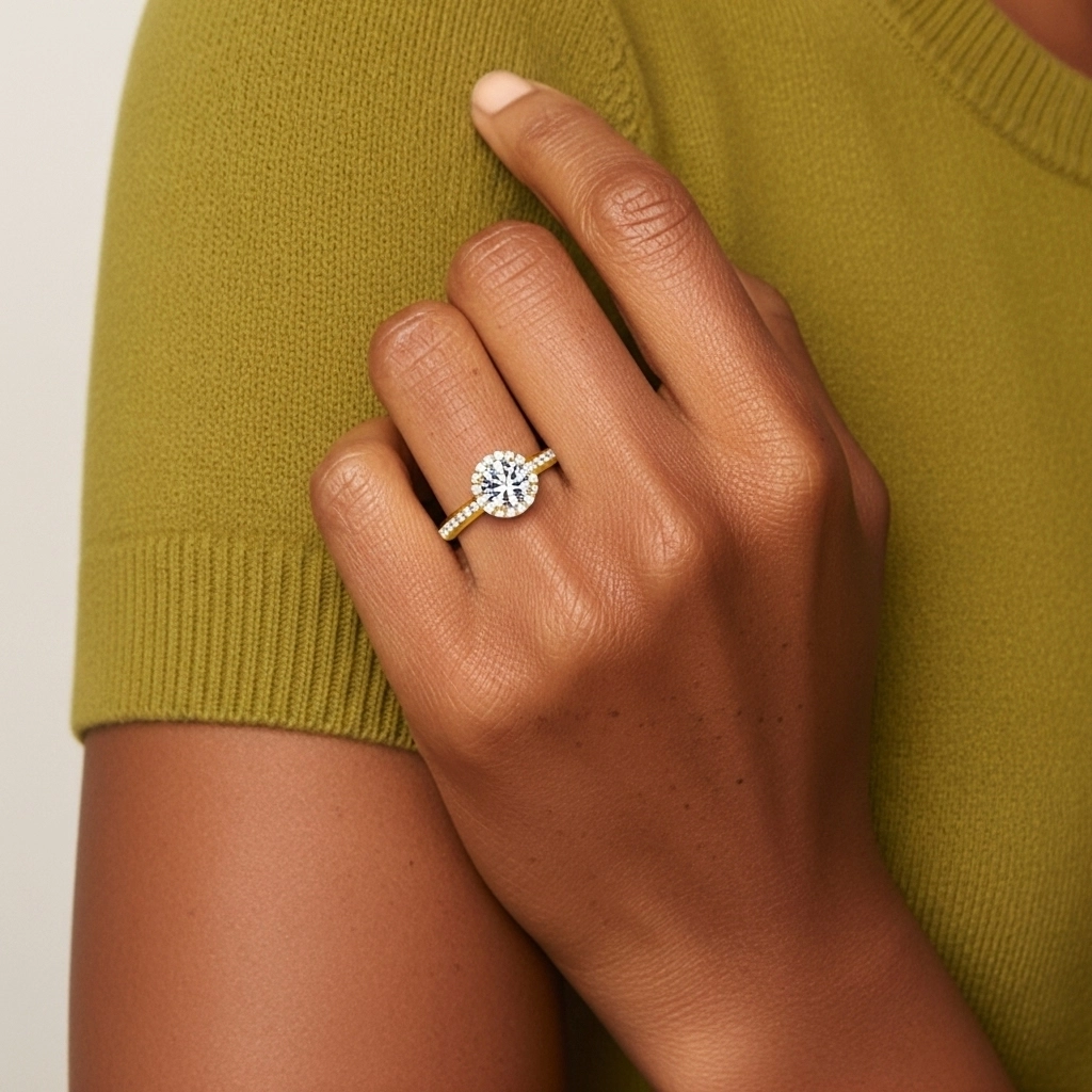 Or 14 carats Moissanite Bague de fiançailles