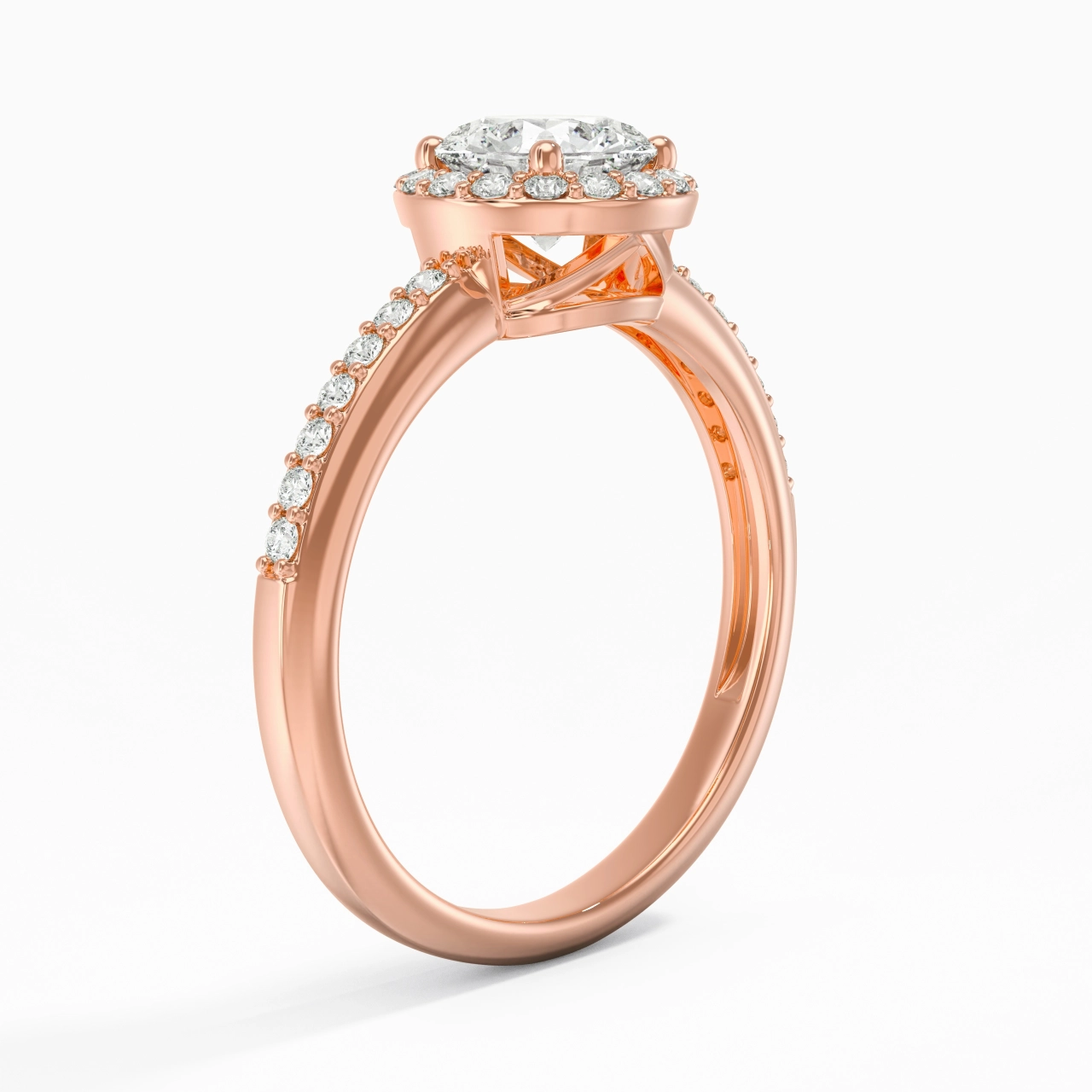Or rose 14 carats Moissanite Bague de fiançailles
