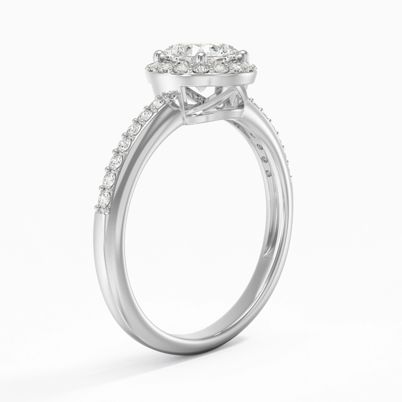 Or blanc 14 carats Moissanite Bague de fiançailles