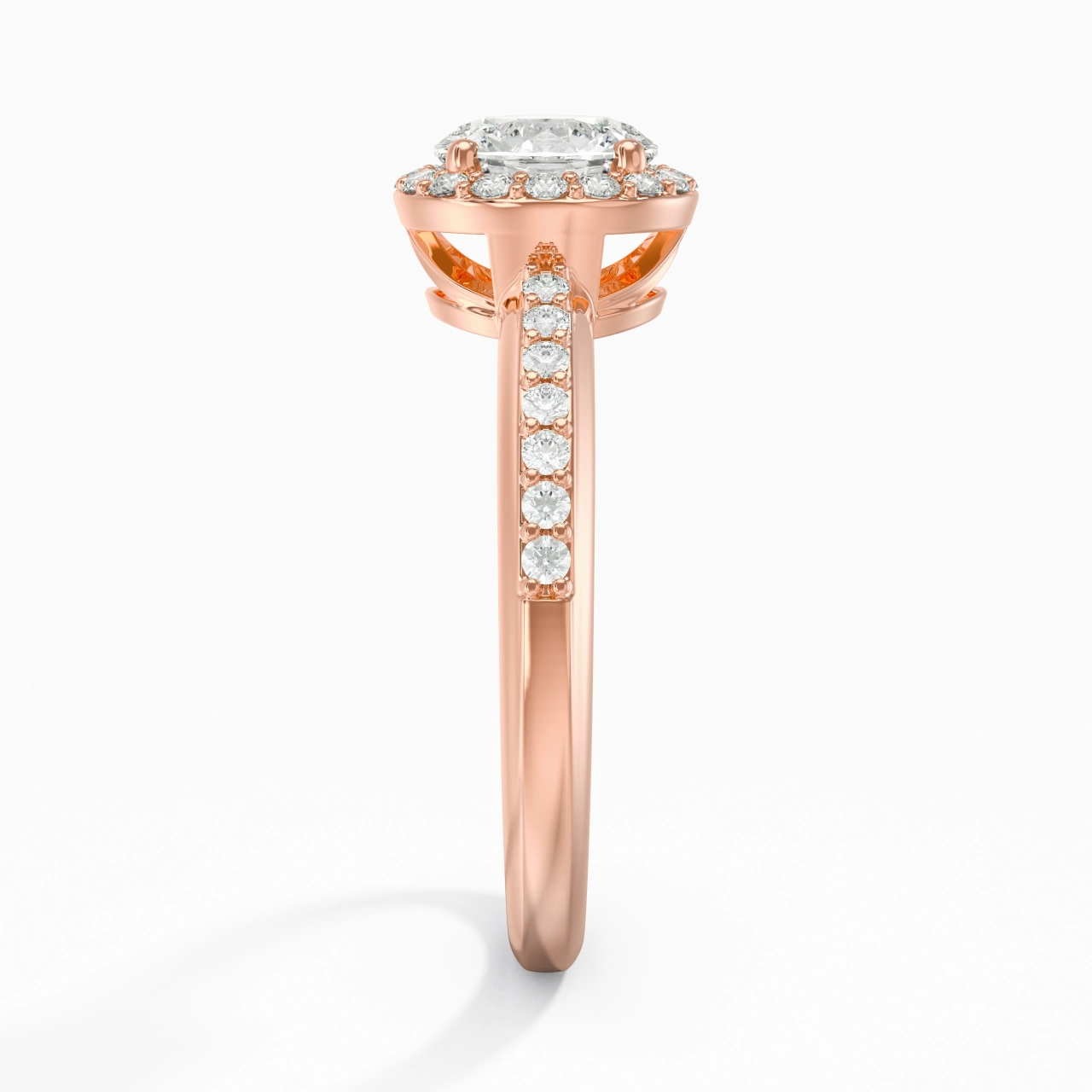 Or rose 14 carats Moissanite Bague de fiançailles