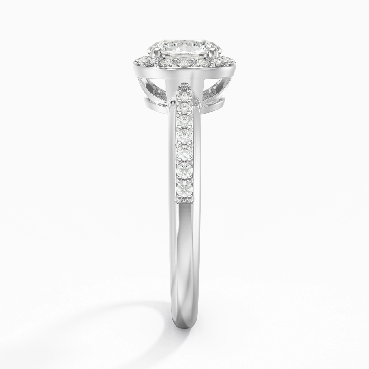 Or blanc 14 carats Moissanite Bague de fiançailles