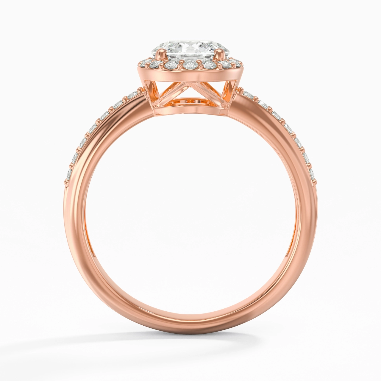 Or rose 14 carats Moissanite Bague de fiançailles