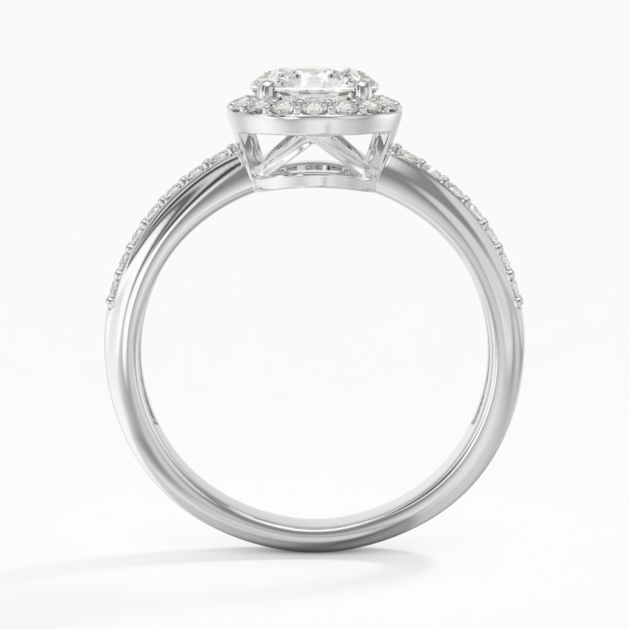Or blanc 14 carats Moissanite Bague de fiançailles