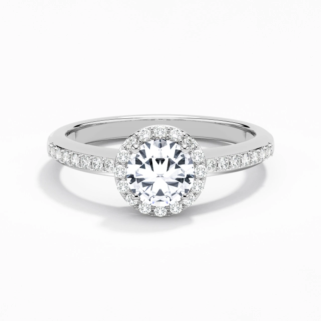 925 Sterling Silver Halo Engagement Ring Plating White Gold Delicate Round Moissanite 1.00ct Straight Shank 925 Sterling Silver Halo Engagement Ring Plating White Gold Delicate Round Moissanite 1.00ct Straight Shank