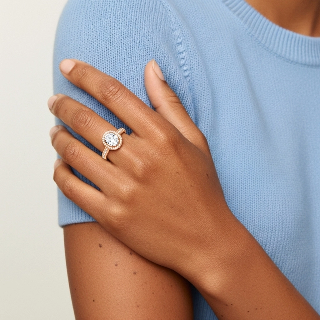 925 Sterling Silver Moissanite Engagement Ring