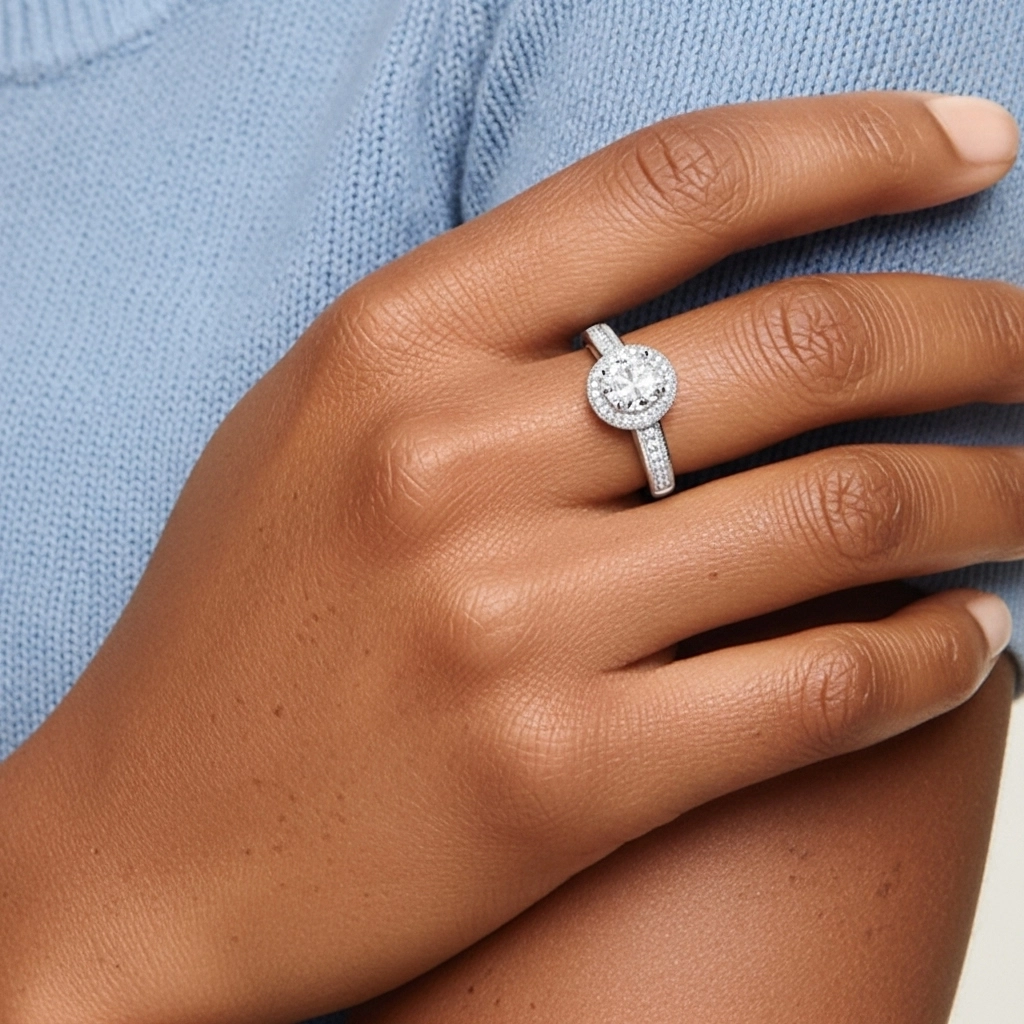 Argent sterling 925 Moissanite Bague de fiançailles