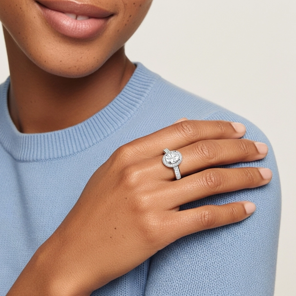 Argent sterling 925 Moissanite Bague de fiançailles