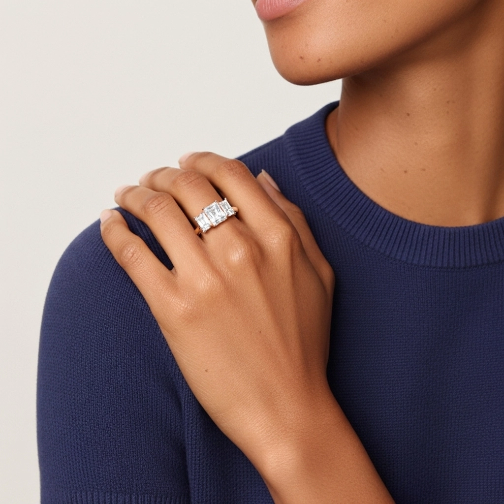 18K Rose Gold Moissanite Engagement Ring