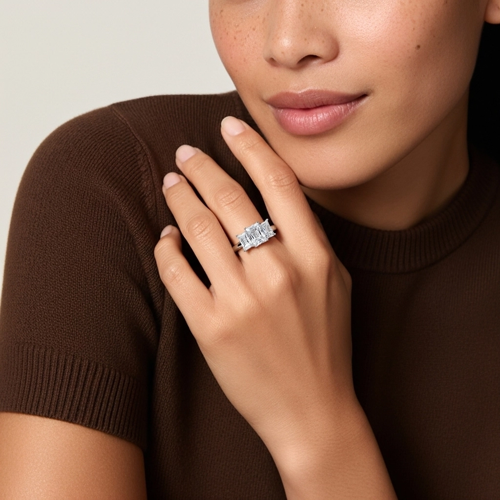 925 Sterling Silver Moissanite Engagement Ring