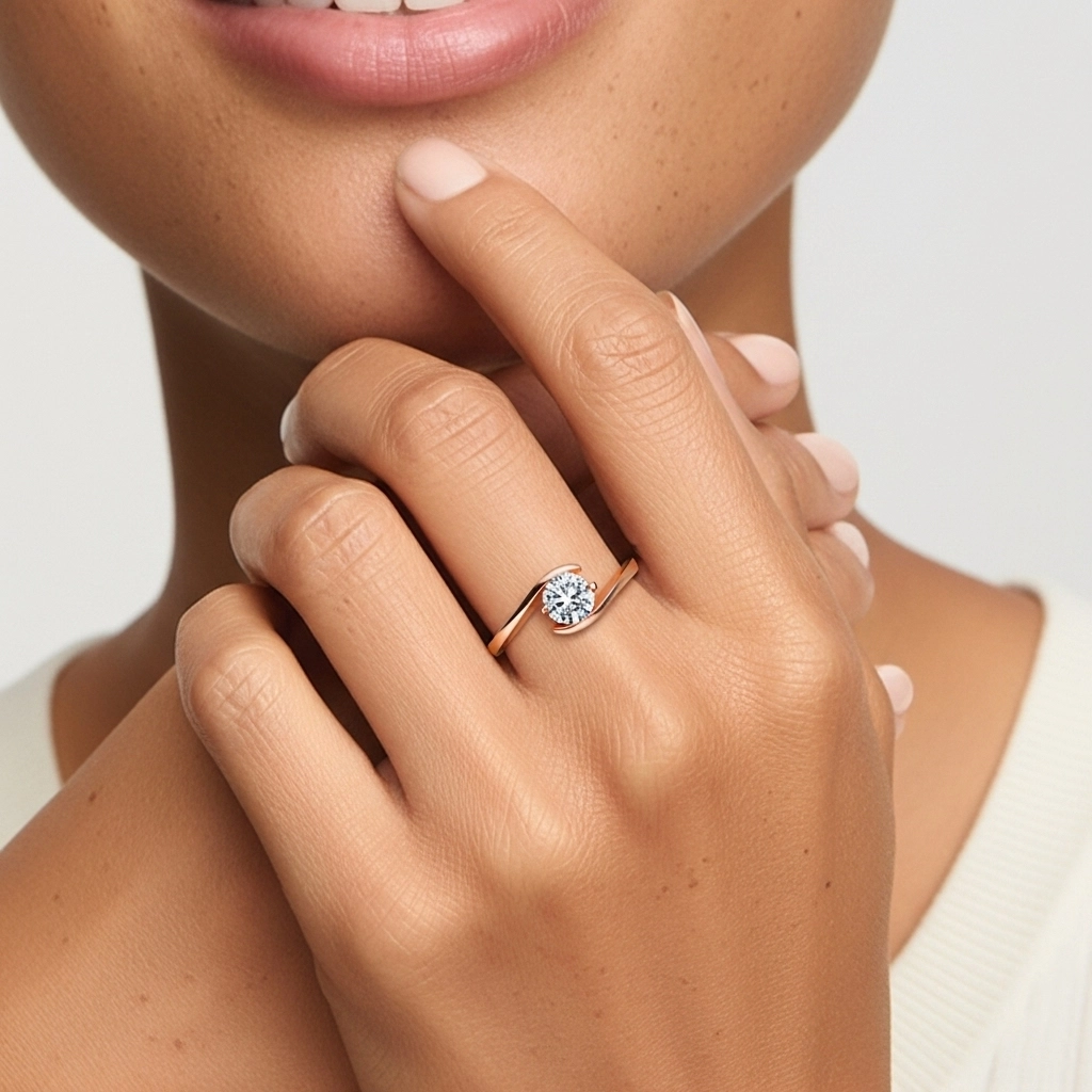 18K Rose Gold Moissanite Engagement Ring