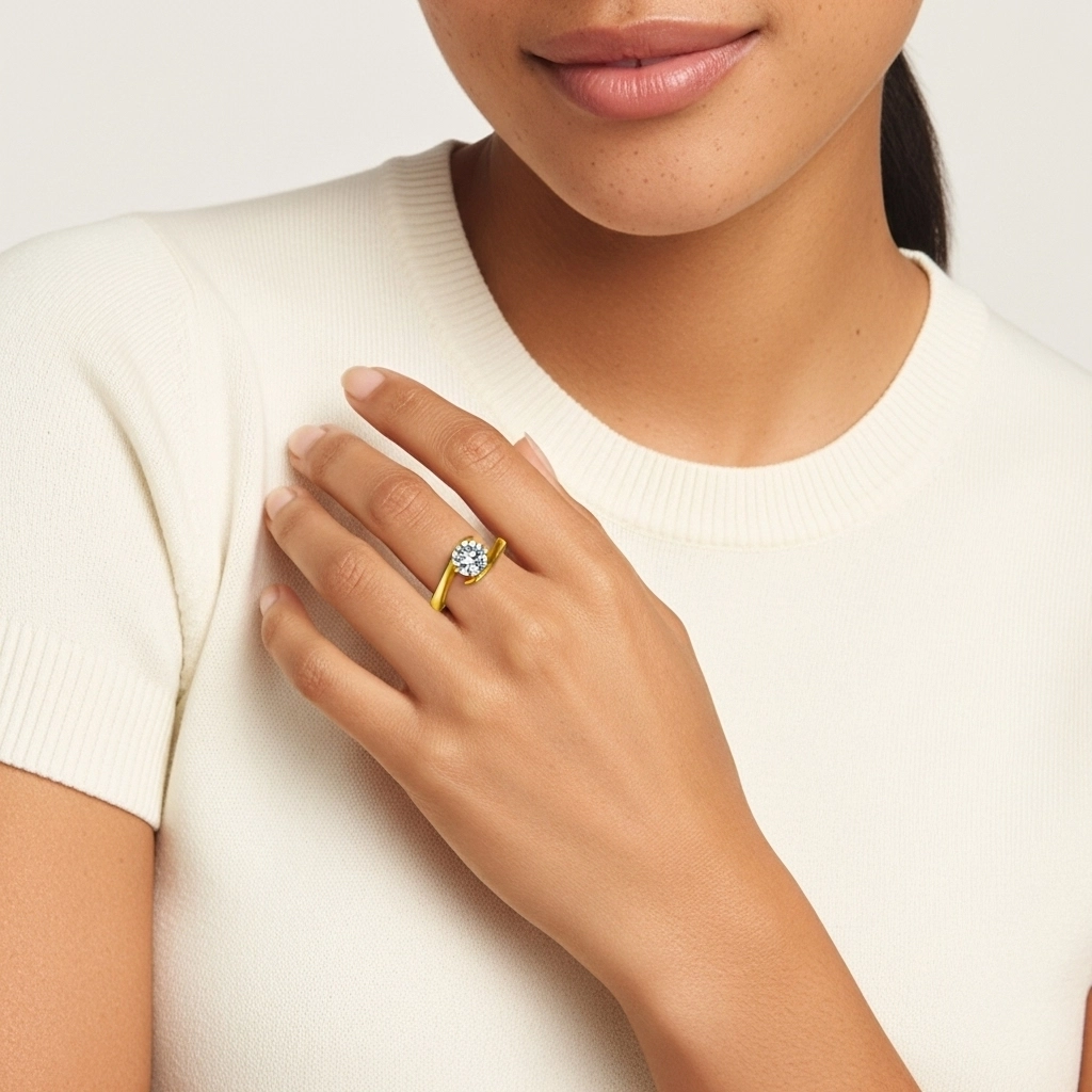 14K Gold Moissanite Engagement Ring