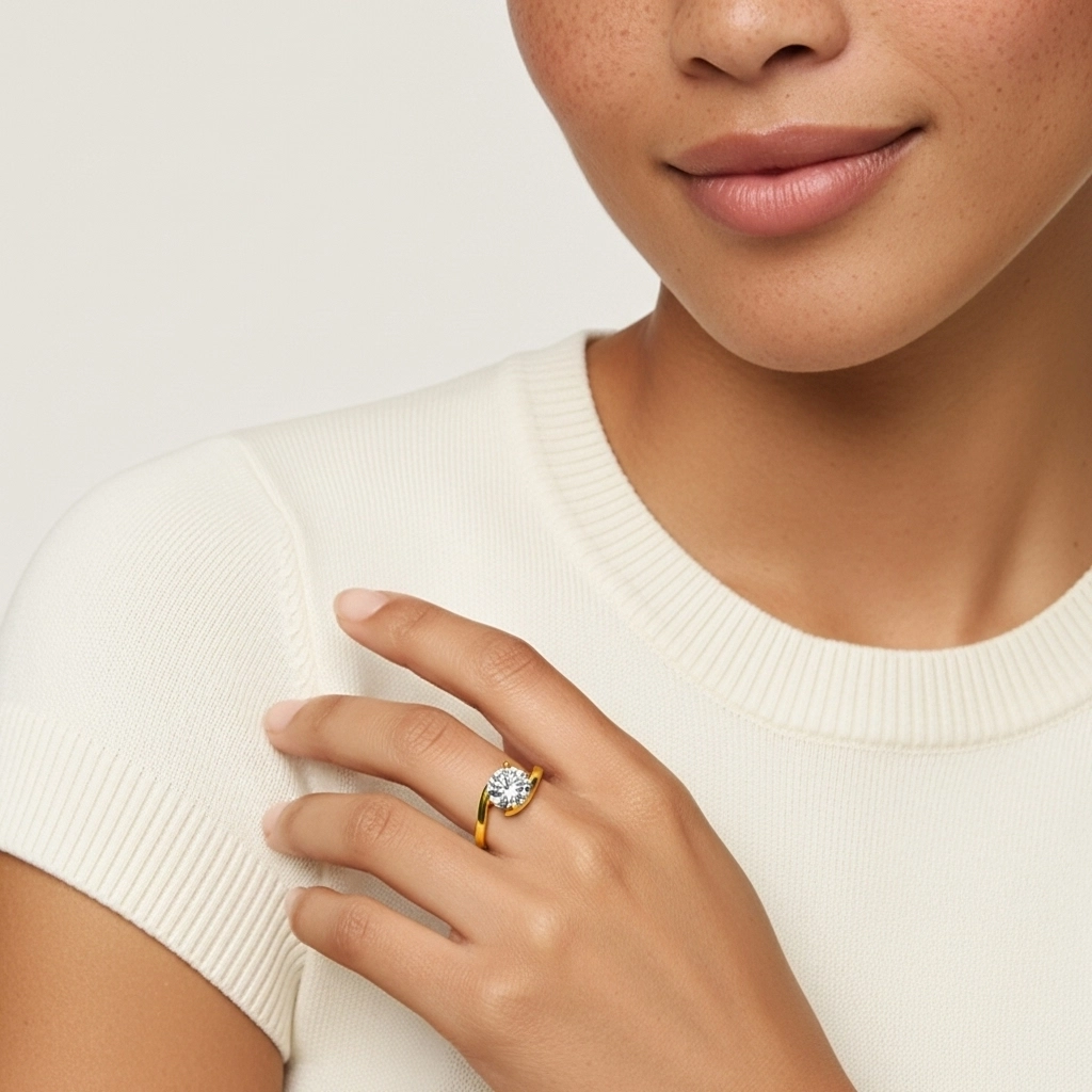 14K Gold Moissanite Engagement Ring