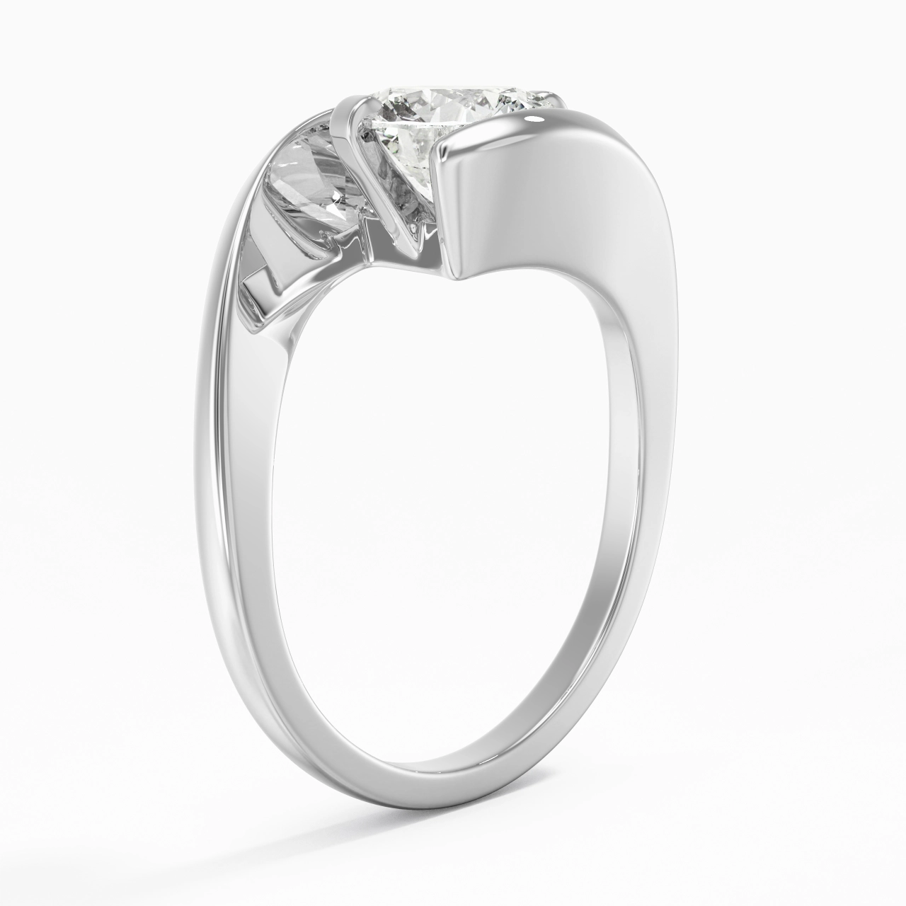 2.00ct Moissanite Engagement Ring 14K White Gold