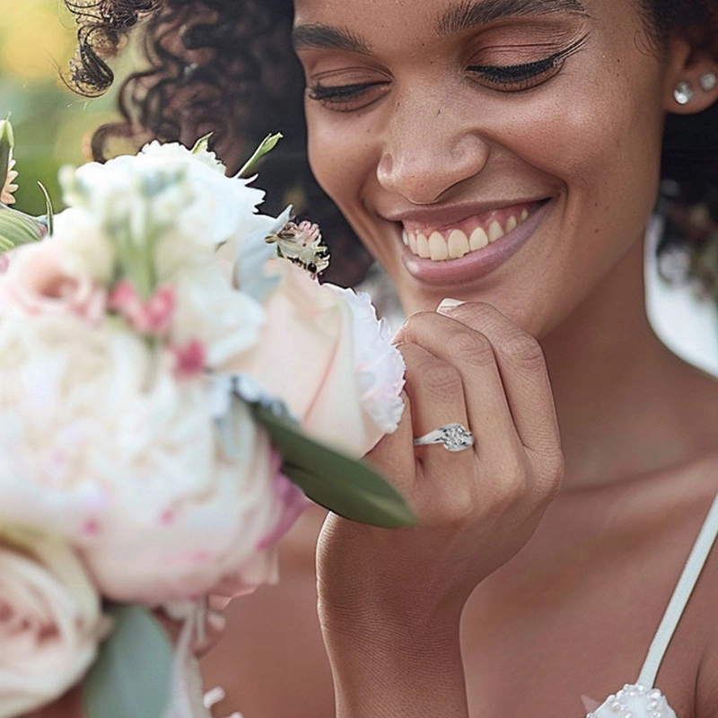 14K Rose Gold Moissanite Engagement Ring