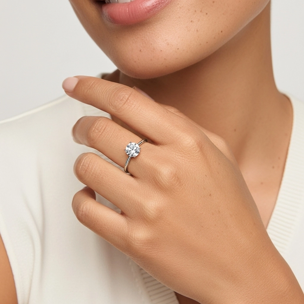 925 Sterling Silver Moissanite Engagement Ring