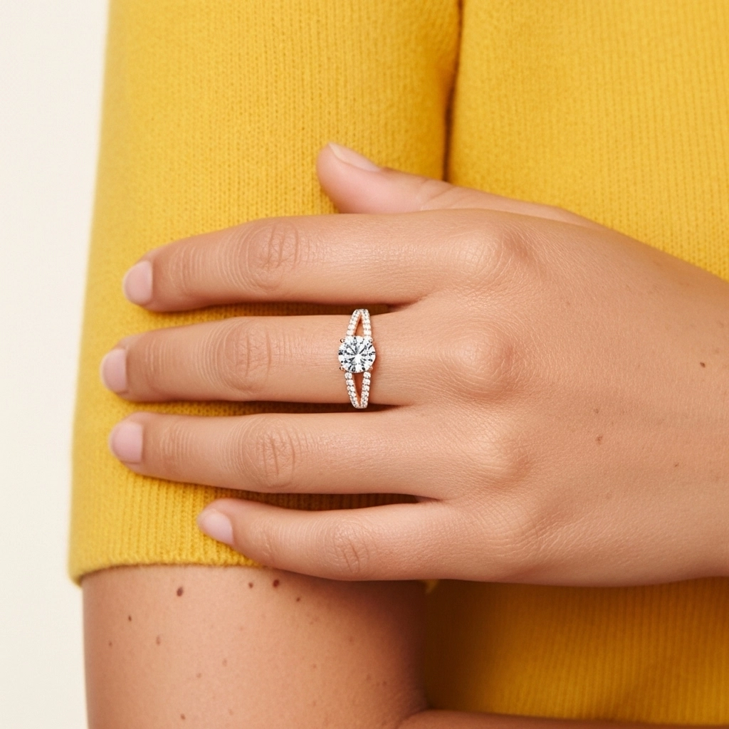 925 Sterling Silver Moissanite Engagement Ring