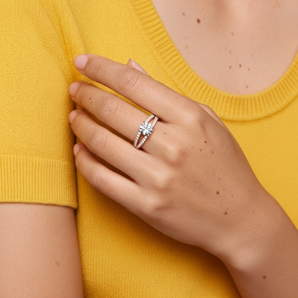 925 Sterling Silver Moissanite Engagement Ring