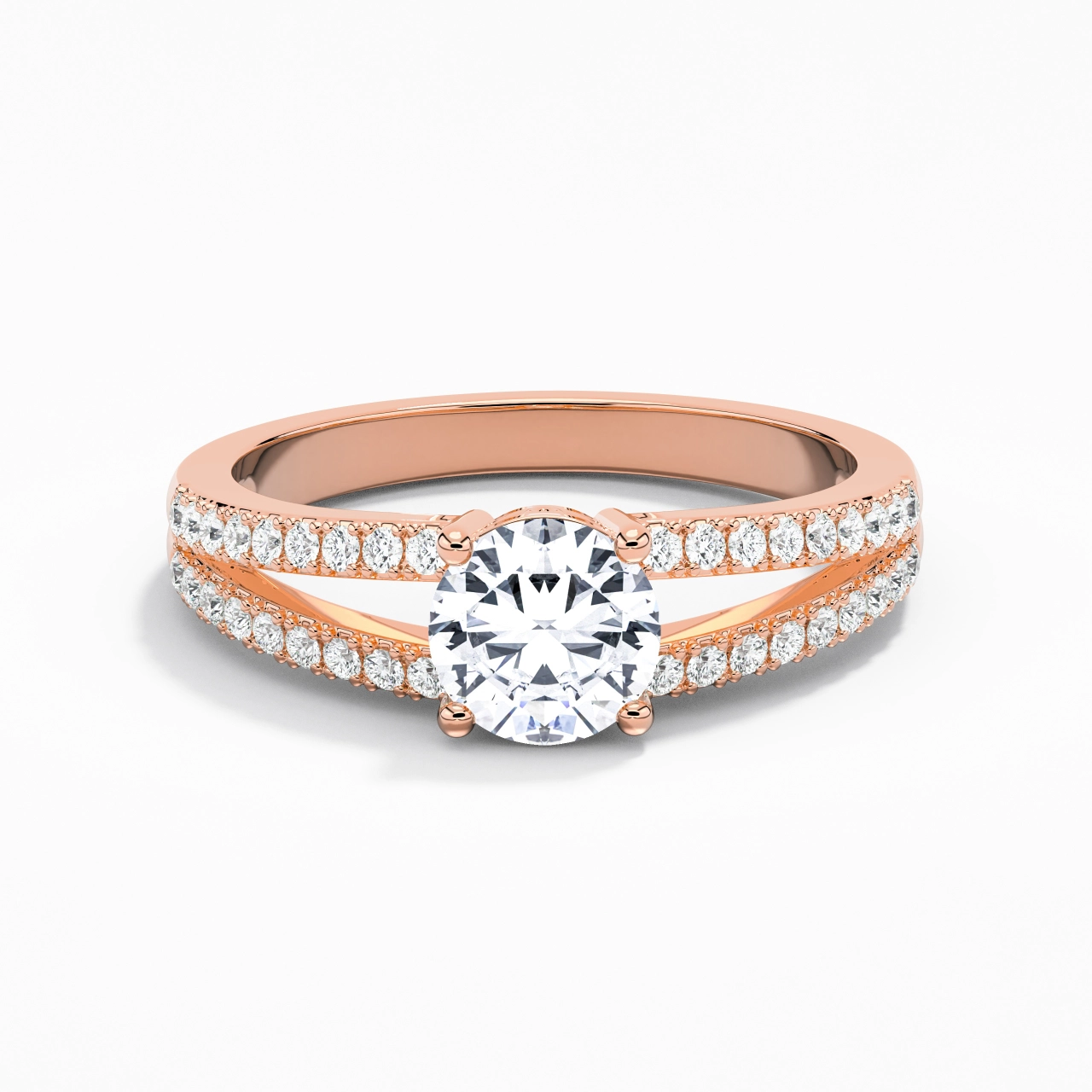 18K Rose Gold Moissanite Engagement Ring