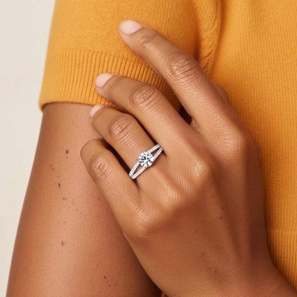 Platinum Moissanite Engagement Ring