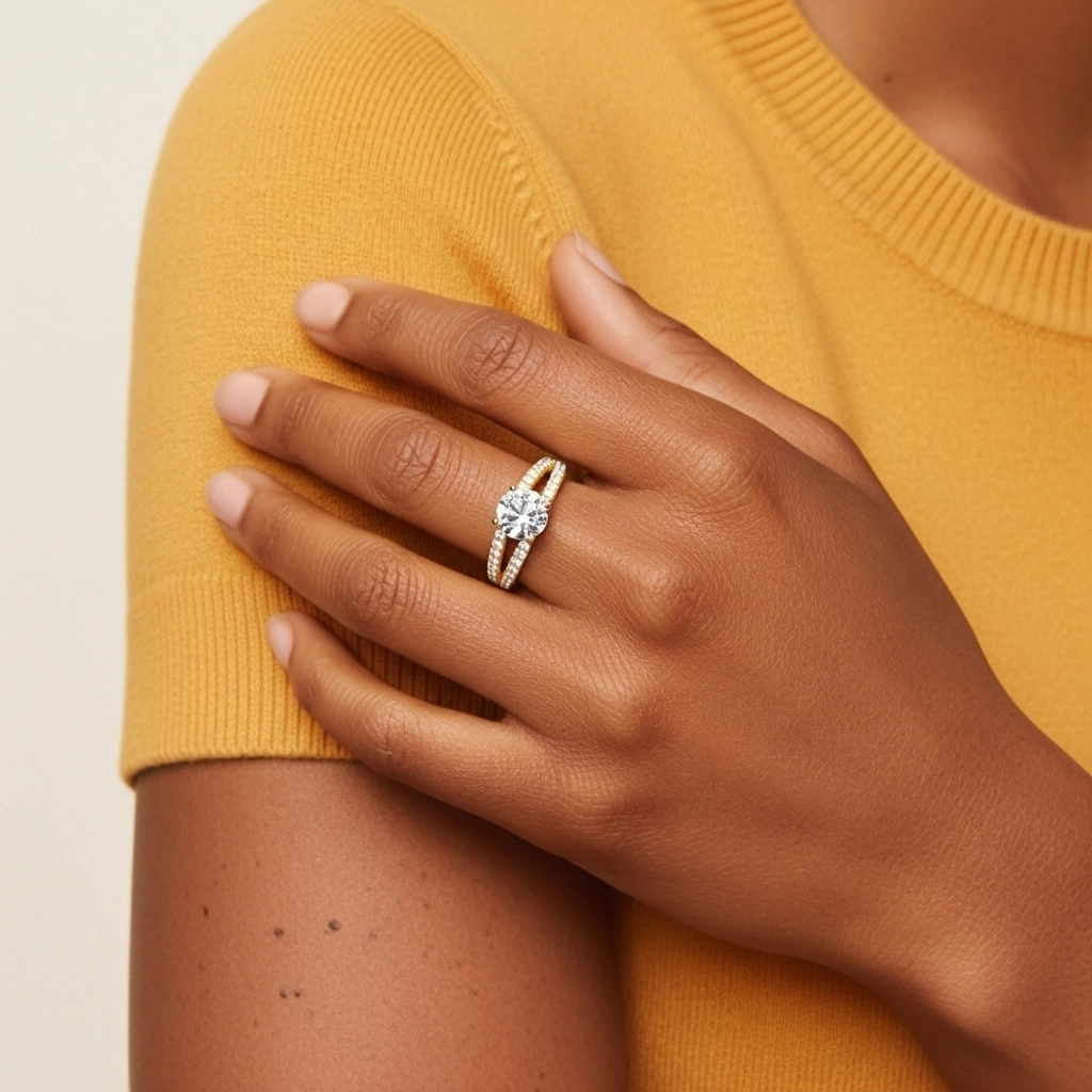 18K Gold Moissanite Engagement Ring