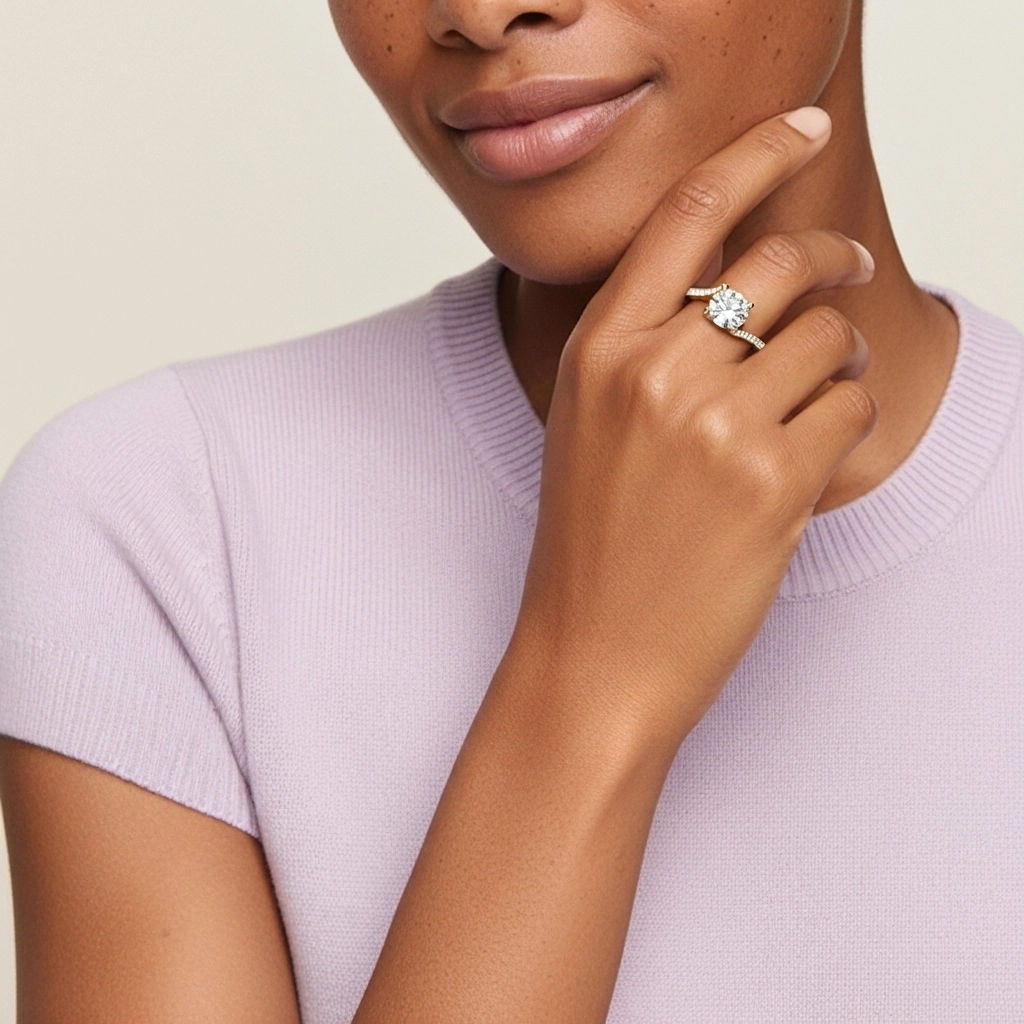 925 Sterling Silver Moissanite Engagement Ring