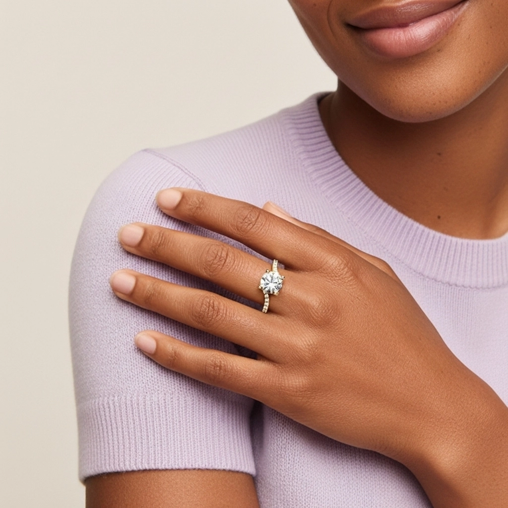 925 Sterling Silver Moissanite Engagement Ring